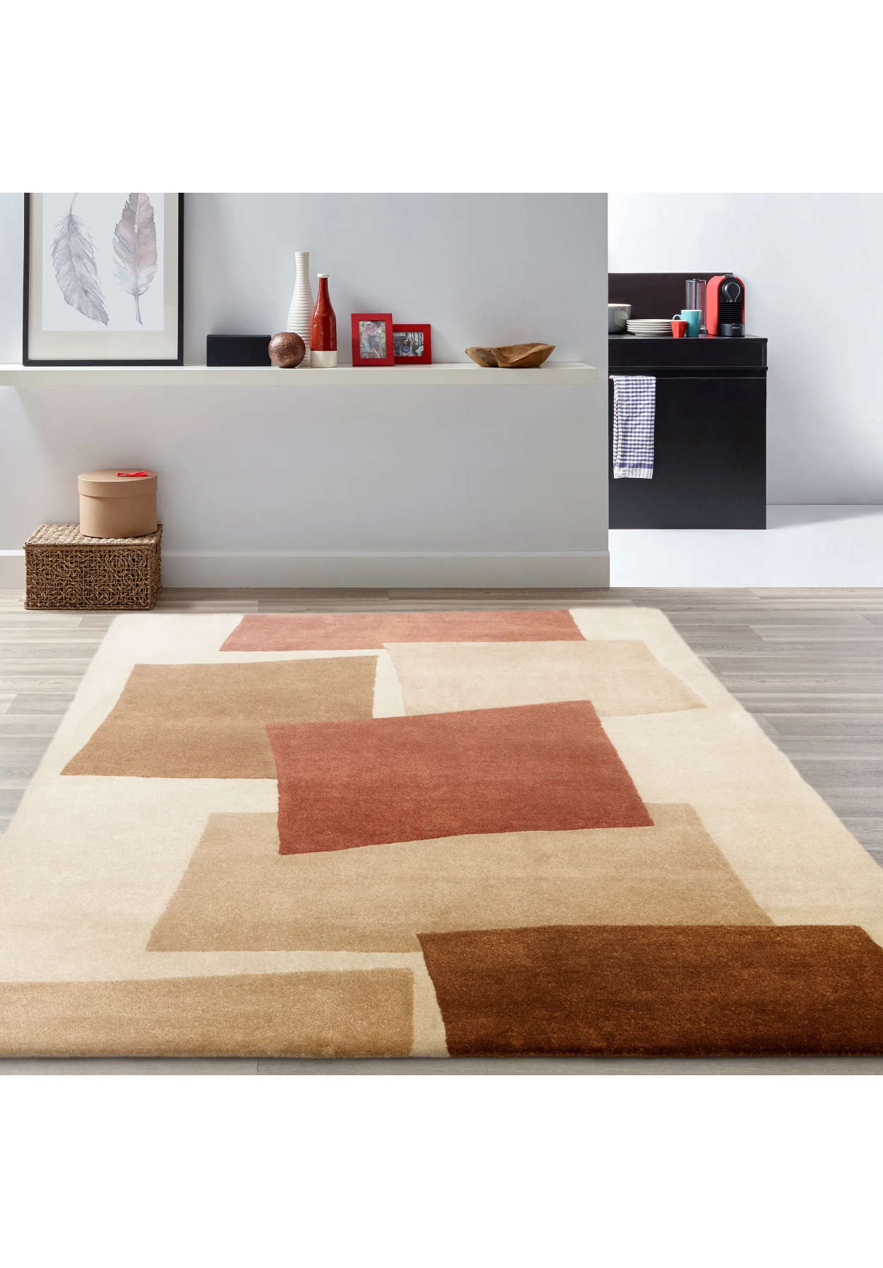 Crimson Prism Hand-Tufted Rug: Eco-Friendly Sophistication