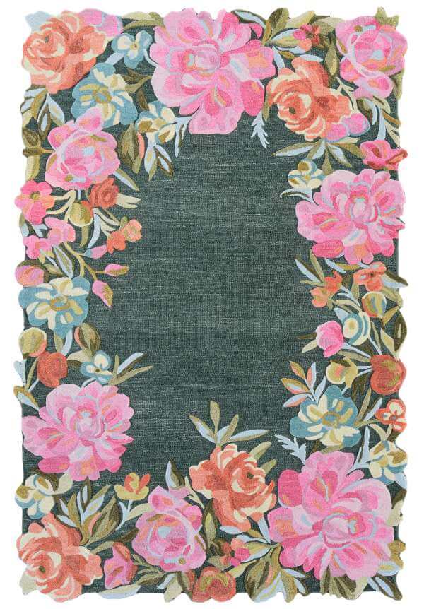 Seagreen Floral Area Rug