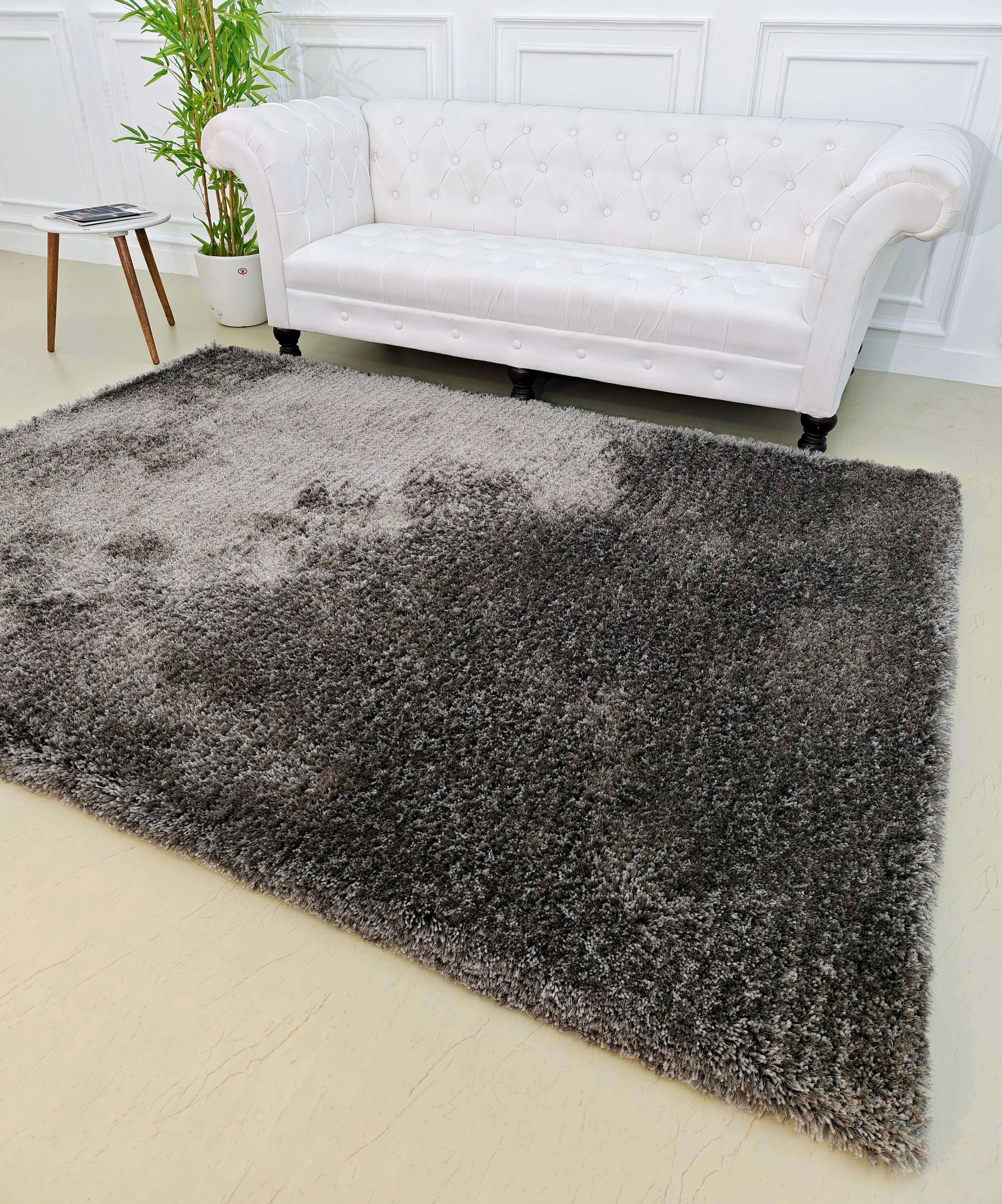 Grey Shaggy Rugs Round For Livingroom Bedroom Decor