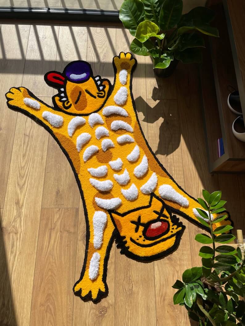 Unique Cat Dog 3D Skeleton Rug | Custom Home Decor