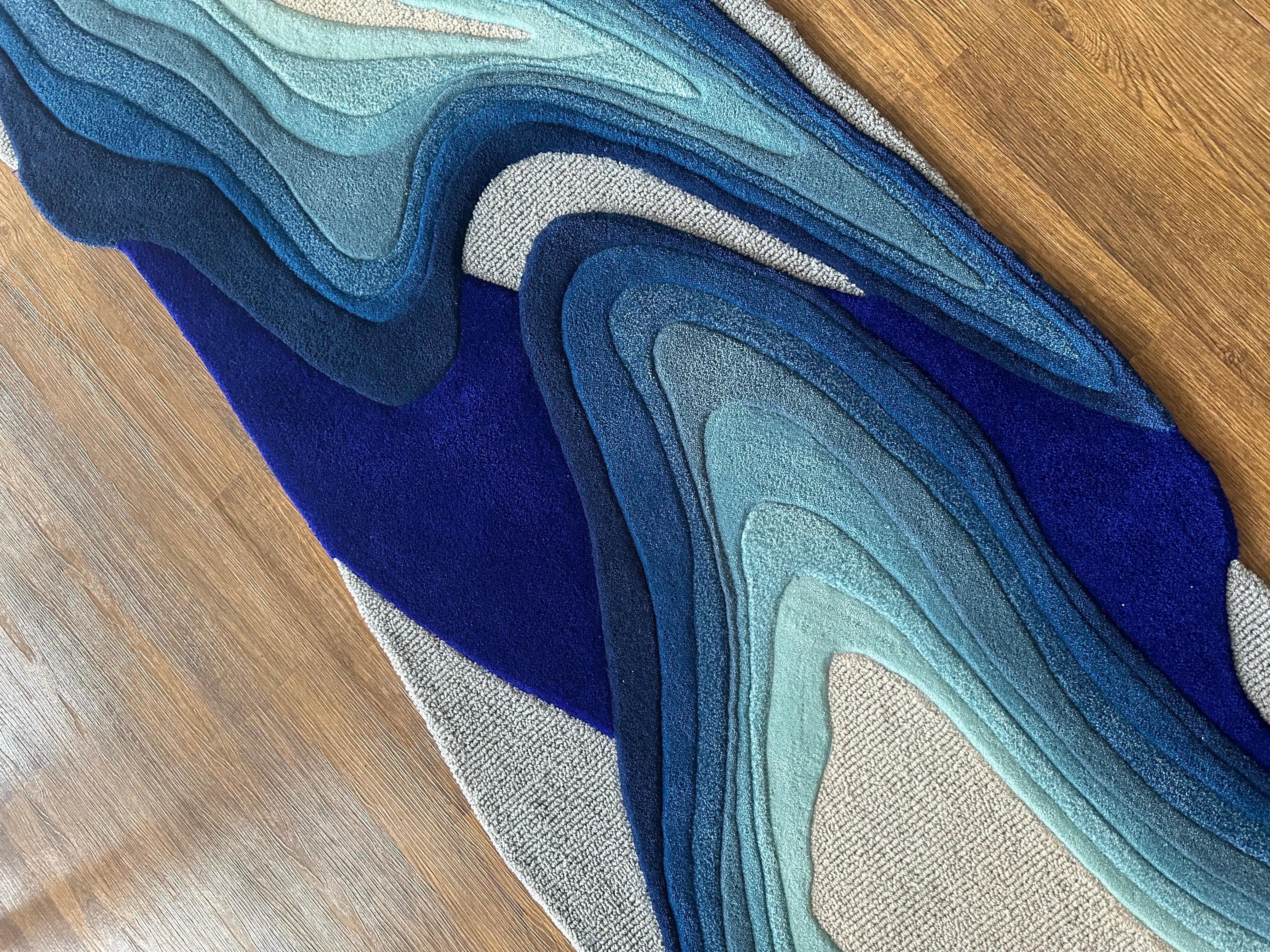 Irregular Shape Blue Abstract Rug