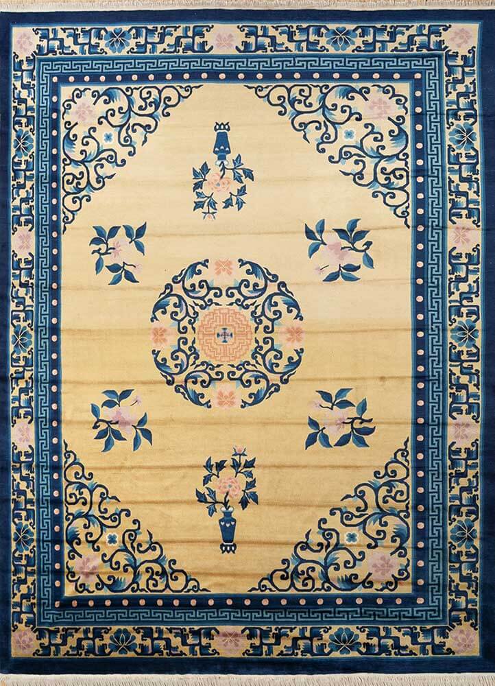 Golden Apricot/Deep Navy Hand Knotted Rugs