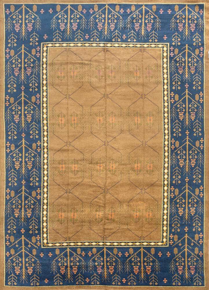 Amber Gold/Ink Blue Hand Knotted Rugs