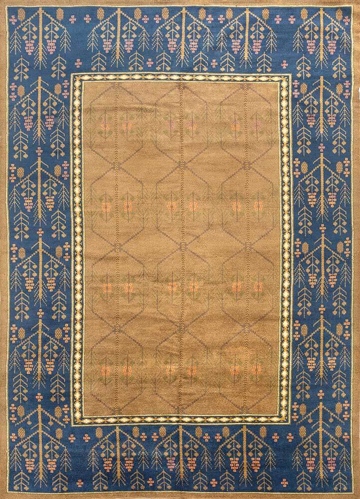 Amber Gold/Ink Blue Hand Knotted Rugs