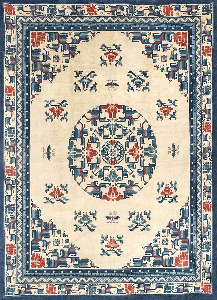 Winter White/Deep Navy Hand Knotted Rugs