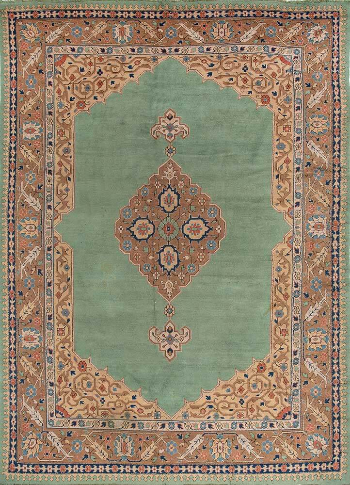 Forest Green/Beige Hand Knotted Rugs