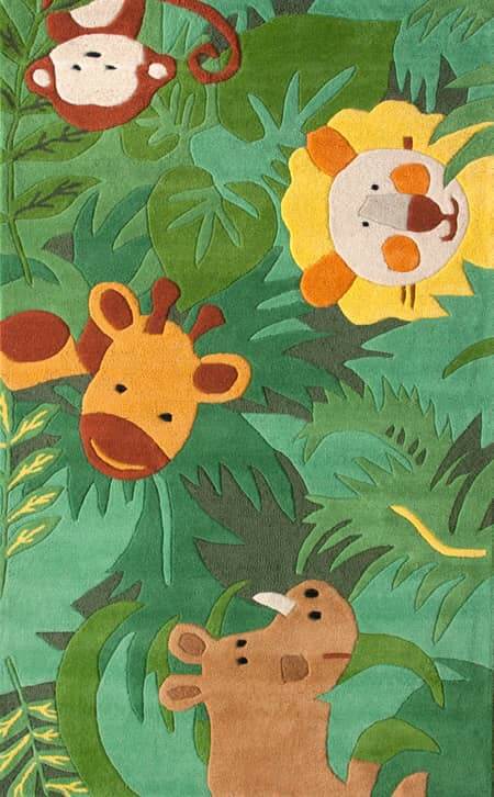 Green Safari Friends Area Rug