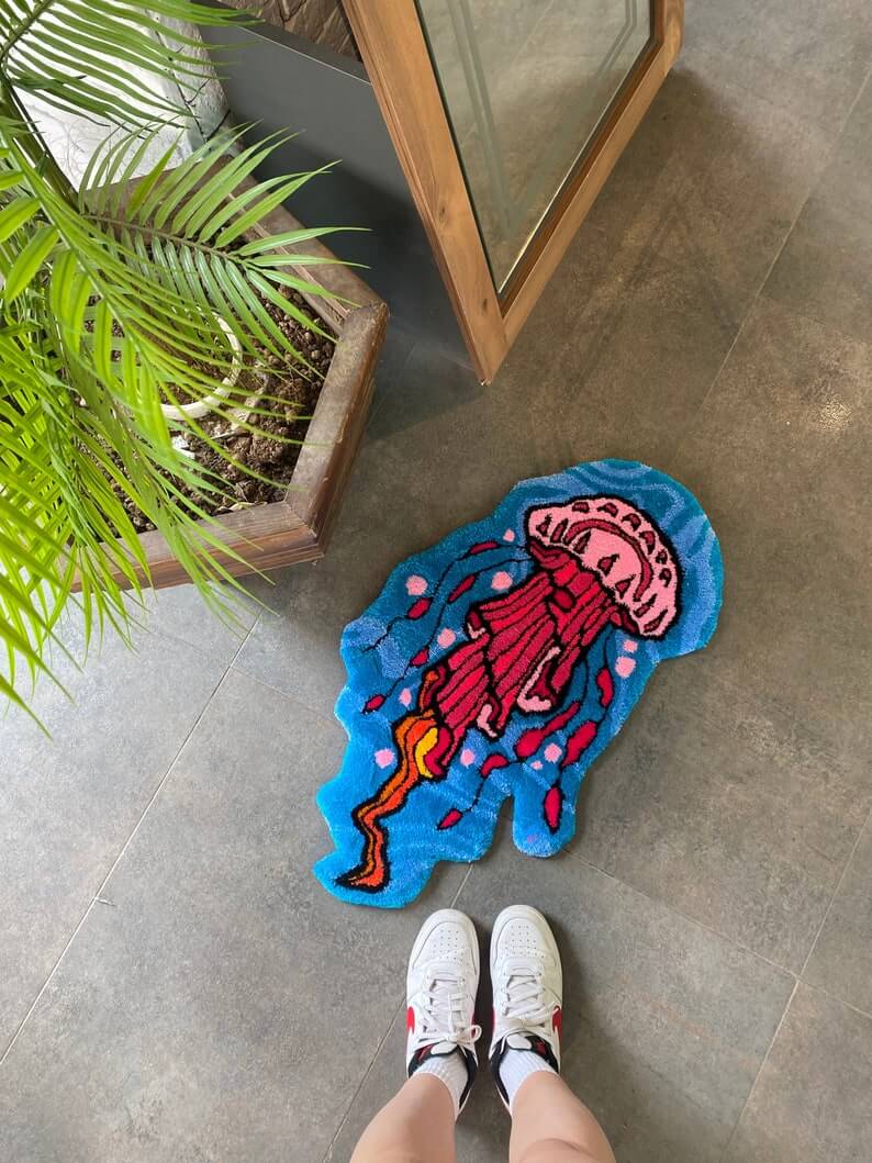 Floating Jellyfish Fluffy Tufted Rug