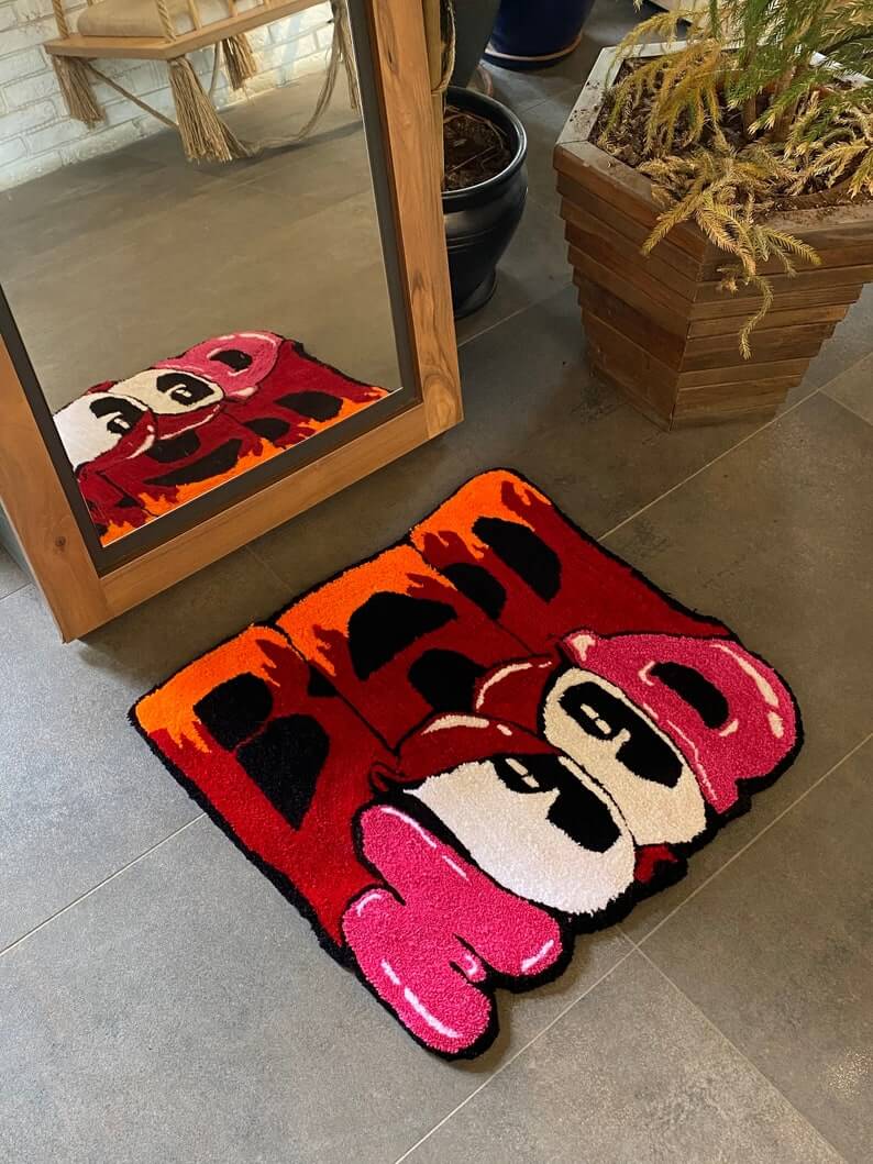 Bad Mood Cute Devil Fluffy Tufted Rug