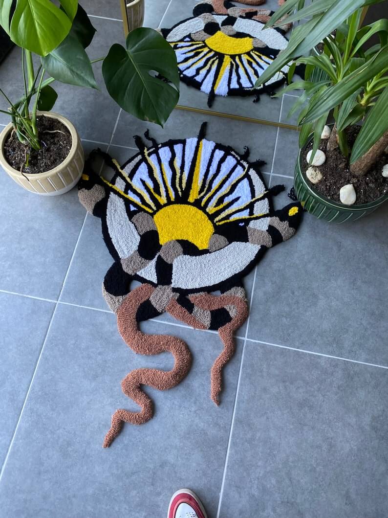 Sun Moon & Snake Tufted Rug