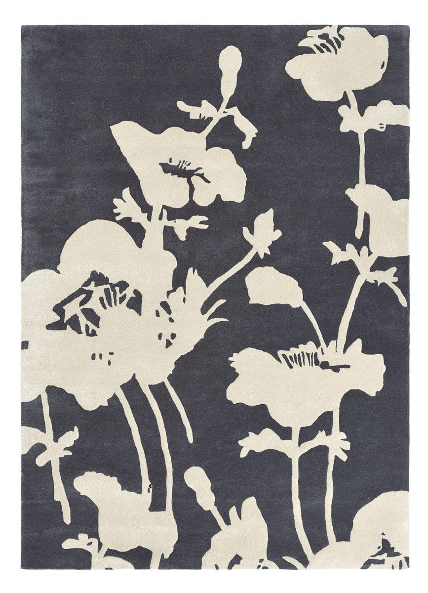 Floral Charcoal Hand-Tufted Rug