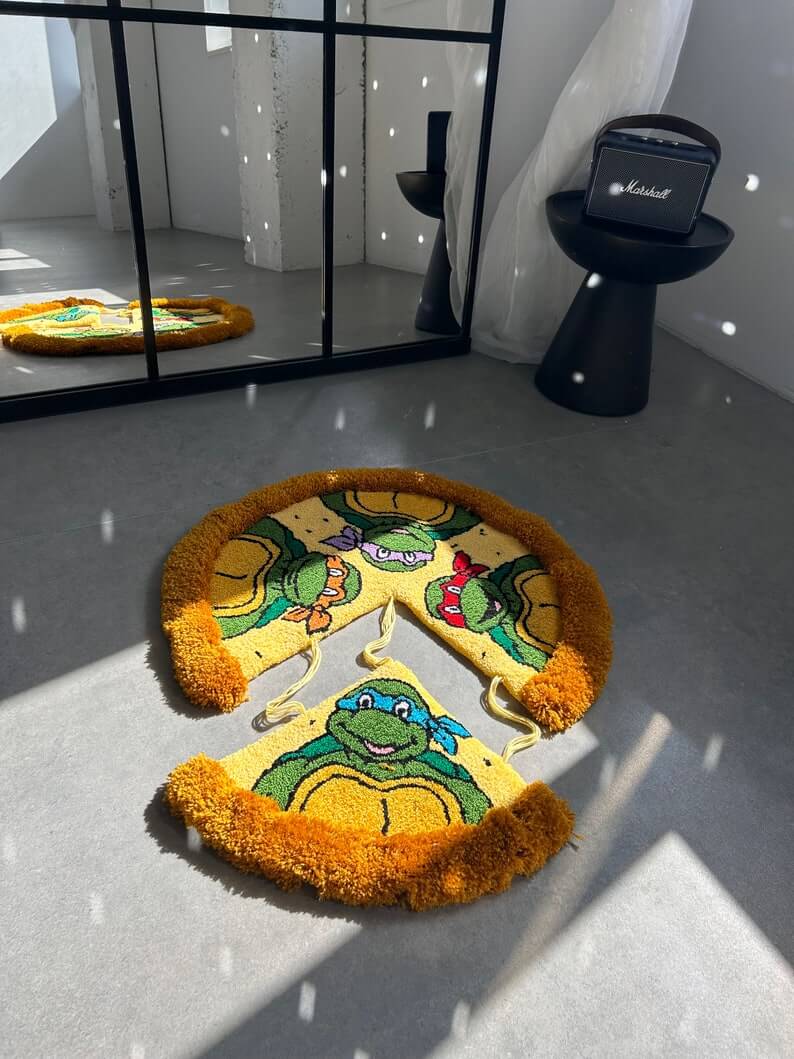 Ninja Custom Pizza Turtle Rug Tufted Handmade