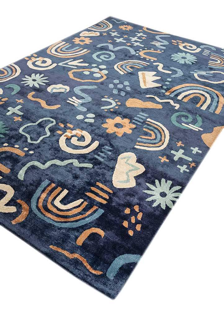 Deep Navy/Apricot Gelato Hand Tufted Rugs