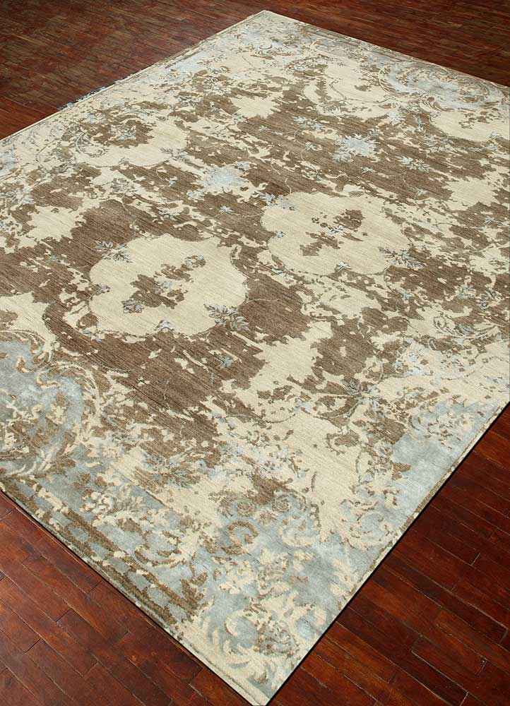 Dark Taupe/Dark Ivory Hand Knotted Rugs