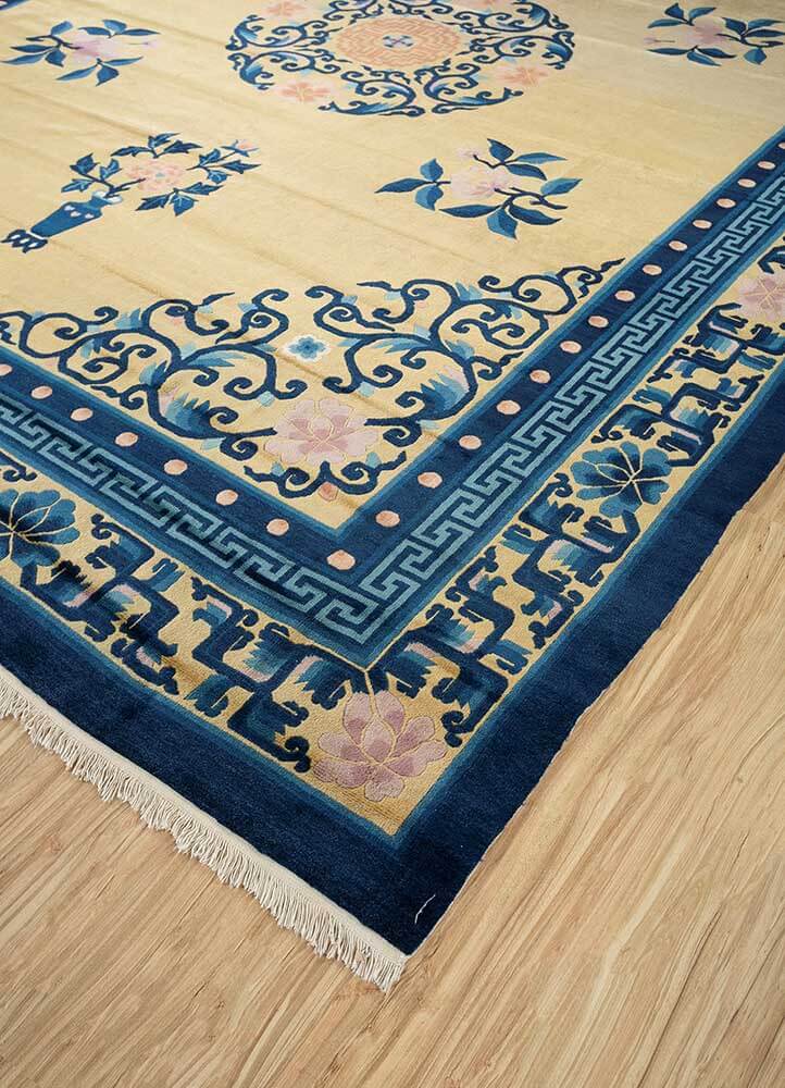 Golden Apricot/Deep Navy Hand Knotted Rugs