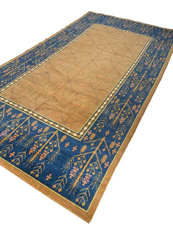 Amber Gold/Ink Blue Hand Knotted Rugs