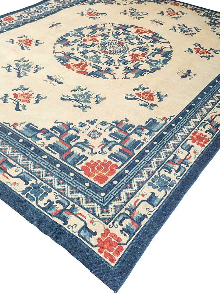 Winter White/Deep Navy Hand Knotted Rugs