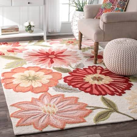 Pink Flower Bouquet Area Rug