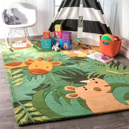 Green Safari Friends Area Rug