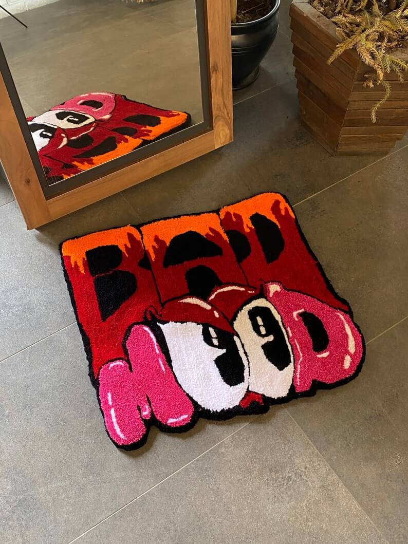 Bad Mood Cute Devil Fluffy Tufted Rug