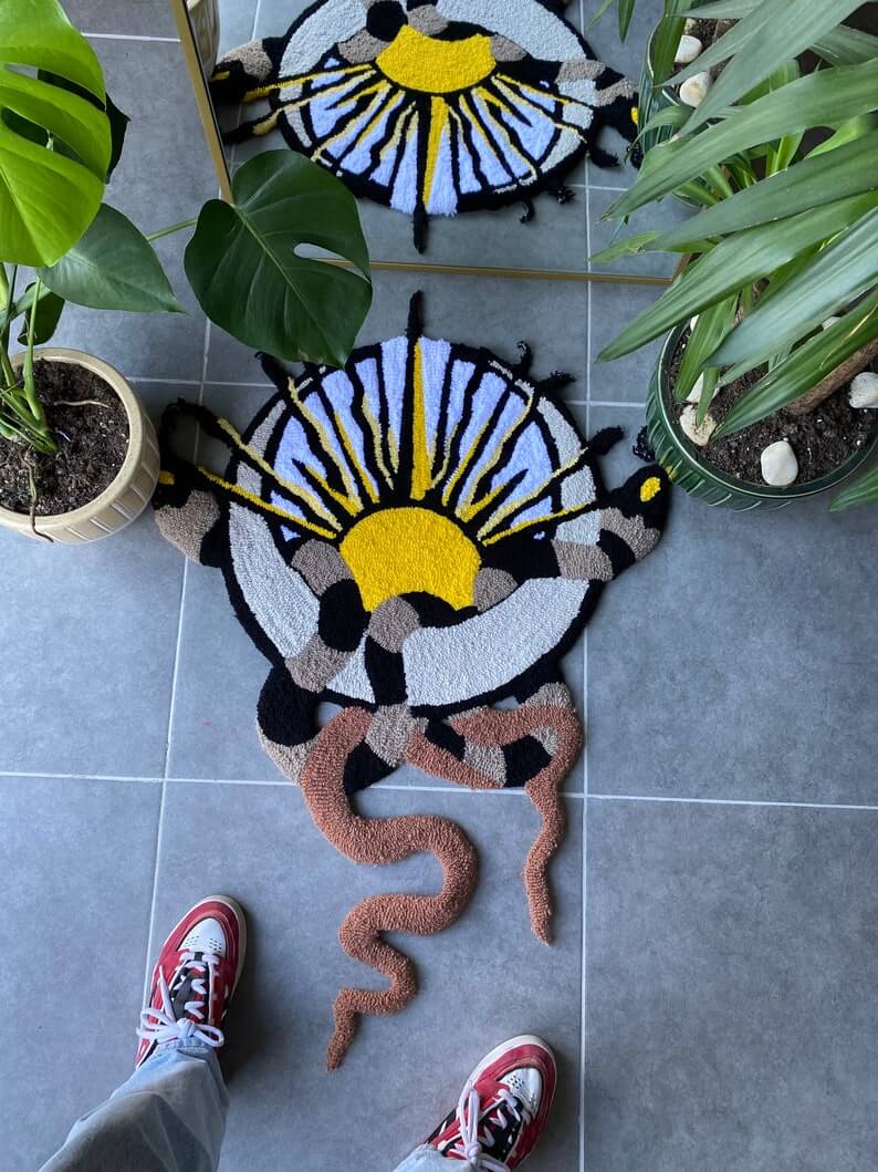 Sun Moon & Snake Tufted Rug