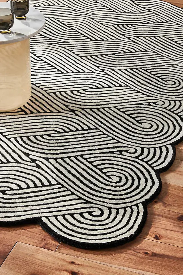 Hand-Tufted Black and White Shape Rug