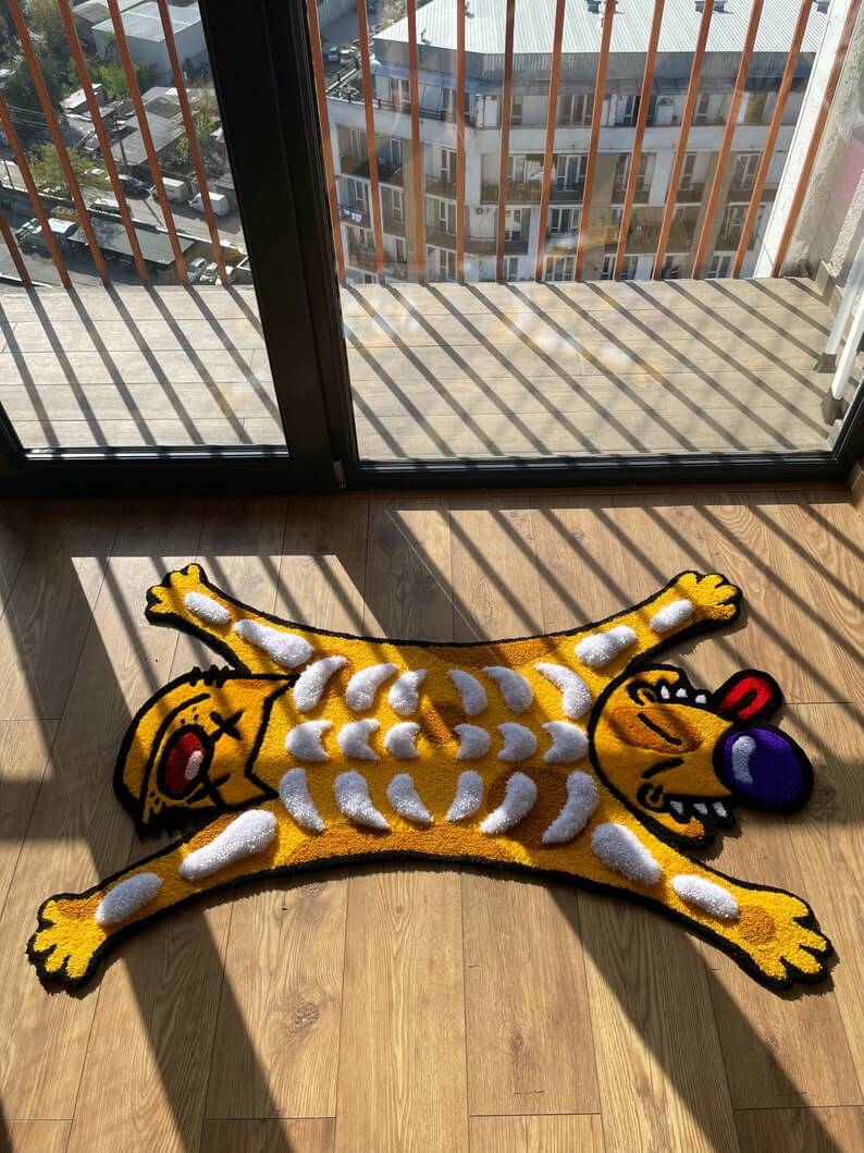 Unique Cat Dog 3D Skeleton Rug | Custom Home Decor