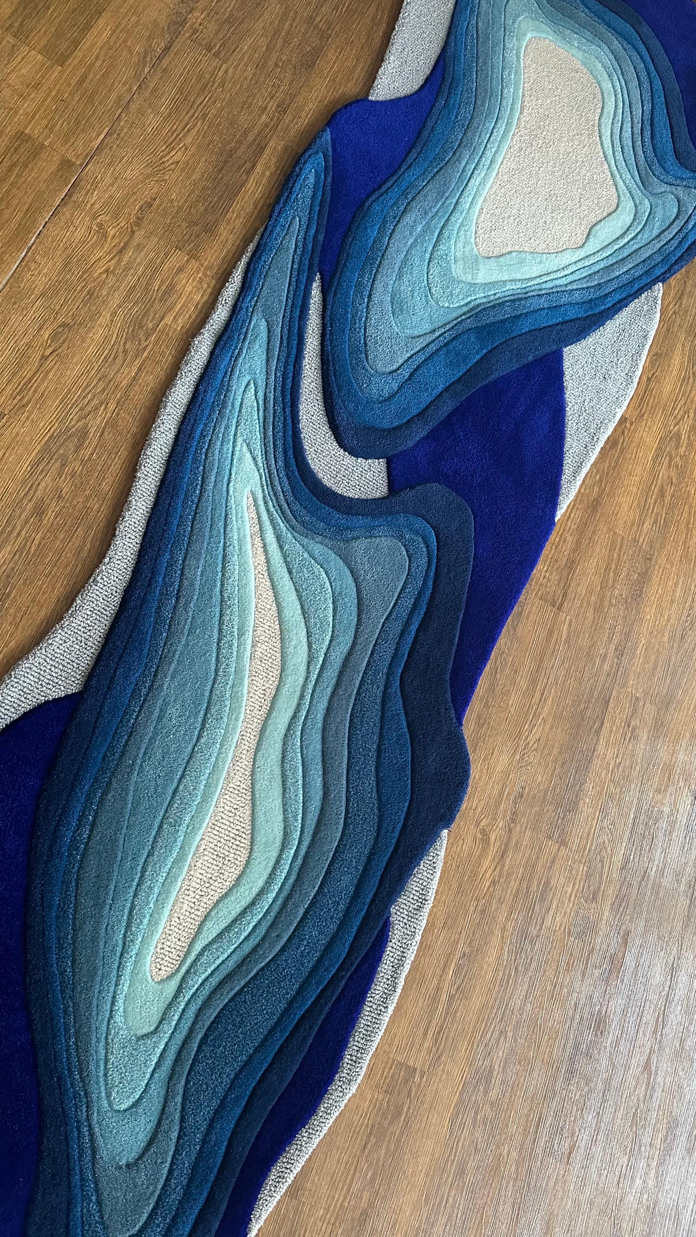 Irregular Shape Blue Abstract Rug