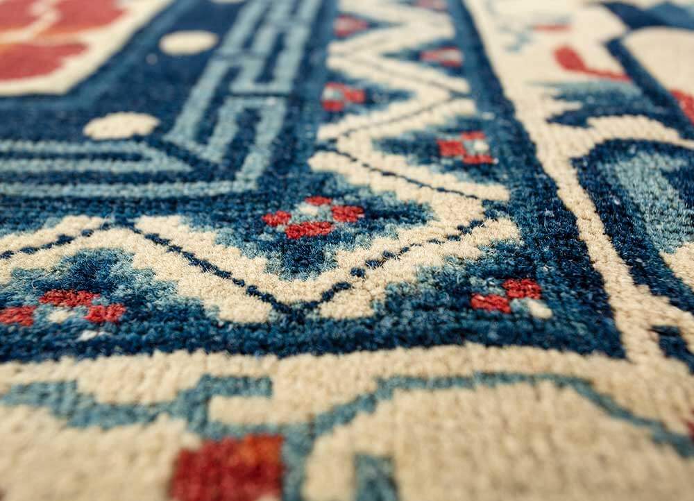 Winter White/Deep Navy Hand Knotted Rugs