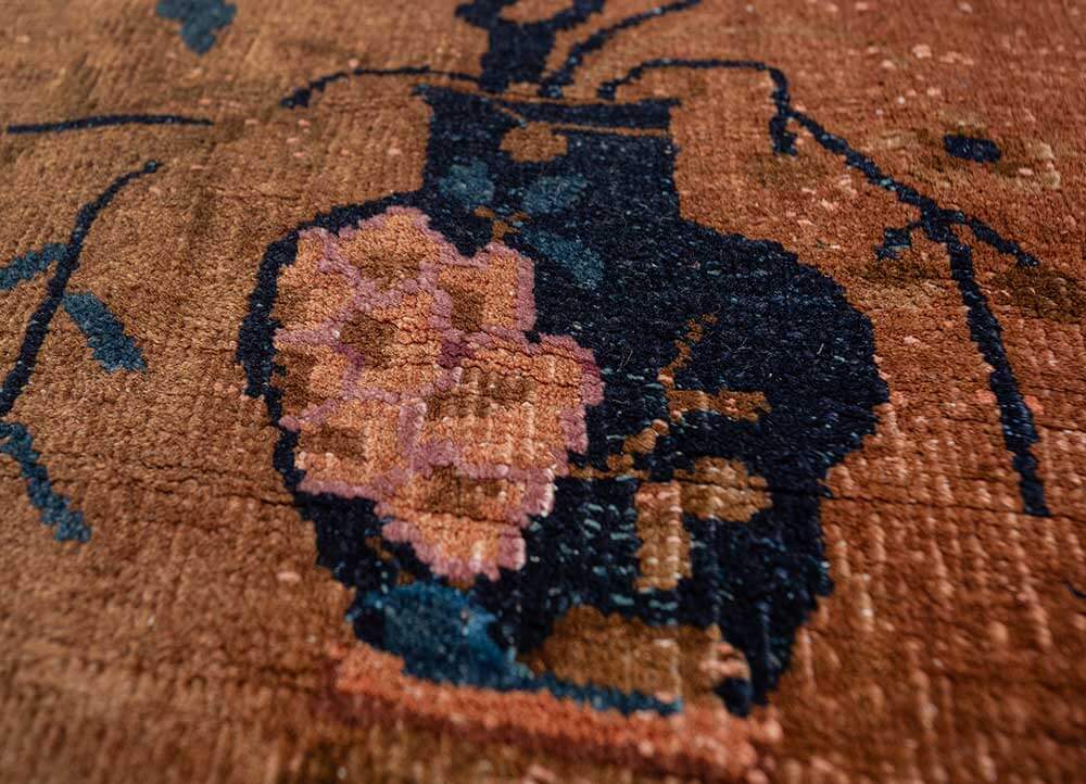 Mahogany/Deep Navy Hand Knotted Rugs