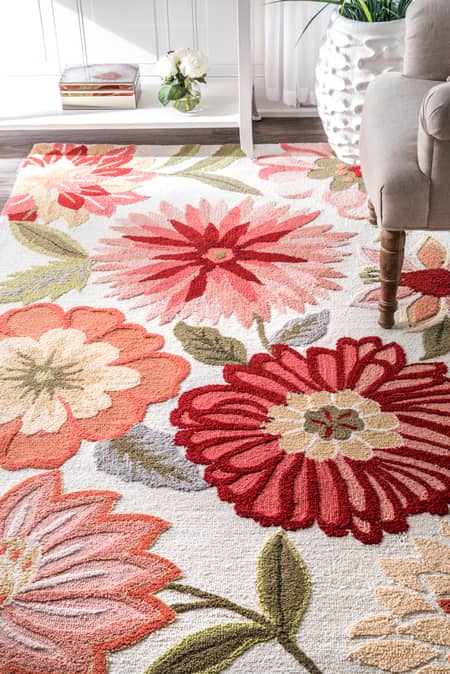 Pink Flower Bouquet Area Rug