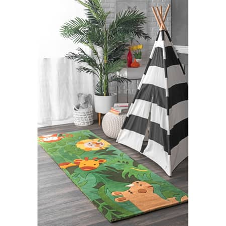 Green Safari Friends Area Rug