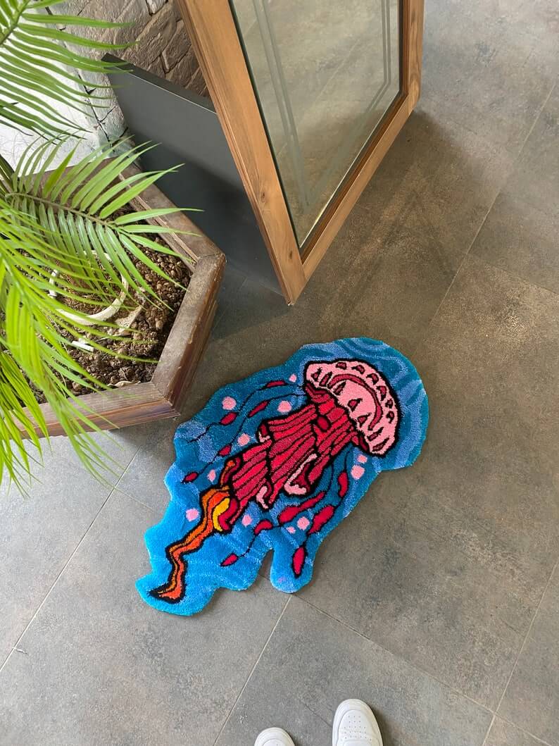 Floating Jellyfish Fluffy Tufted Rug