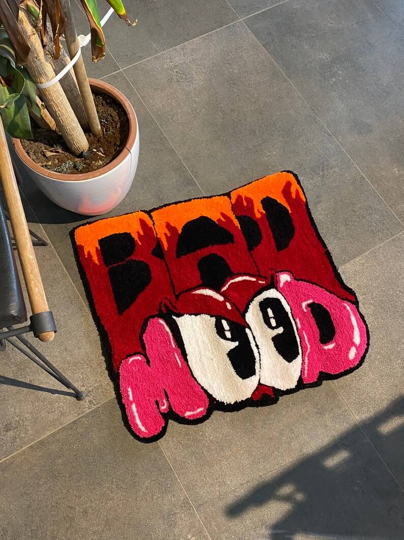 Bad Mood Cute Devil Fluffy Tufted Rug