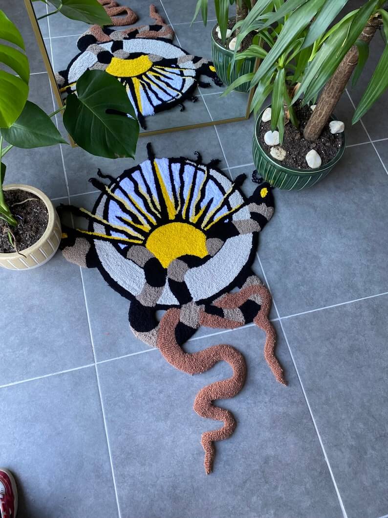 Sun Moon & Snake Tufted Rug