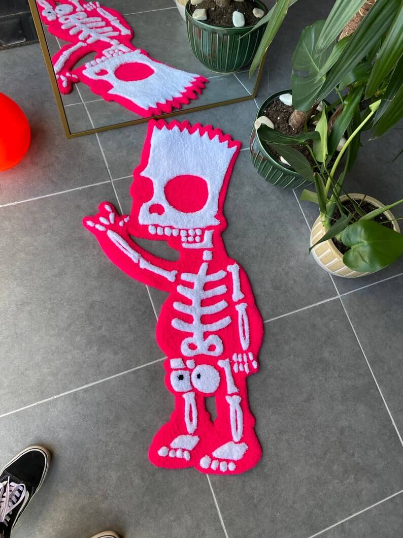 Bart S. Pink Skeleton Double Layered Fluffy Tufted Rug