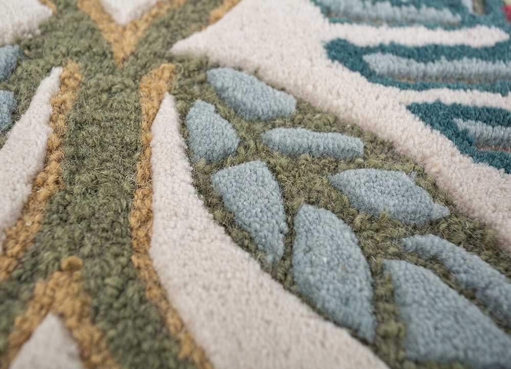 White/Green Hand Tufted Rugs