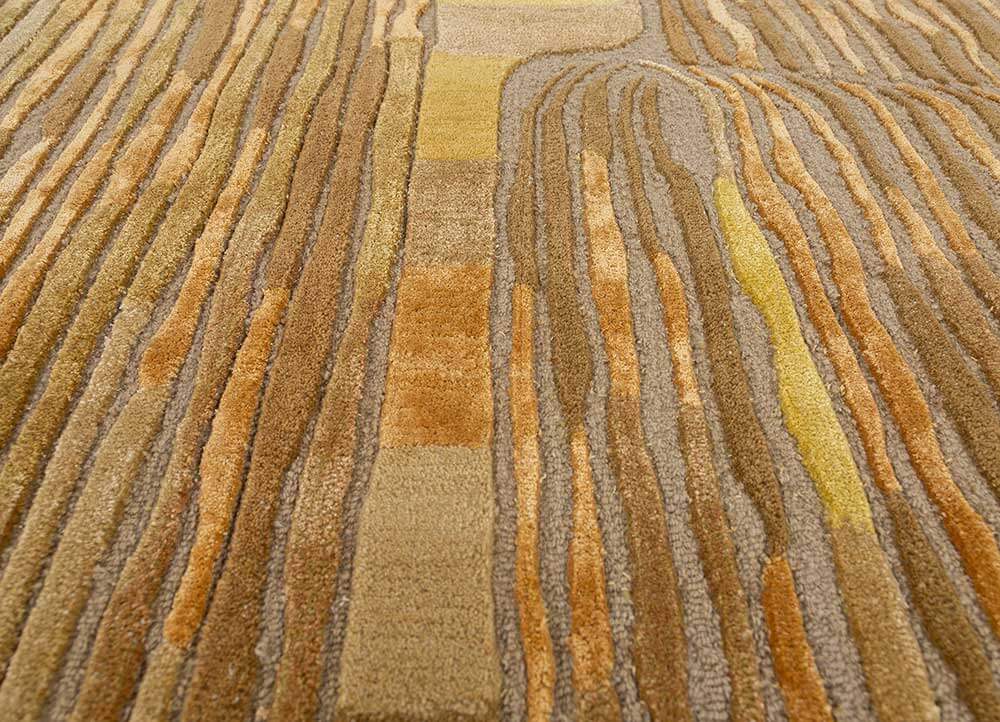 Peach/Bright Yellow Hand Tufted Rugs