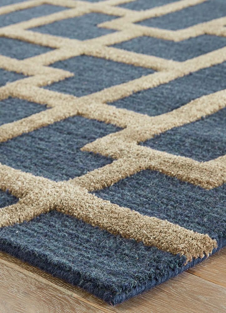 Deep Navy/Dark Gray Hand Tufted Rugs