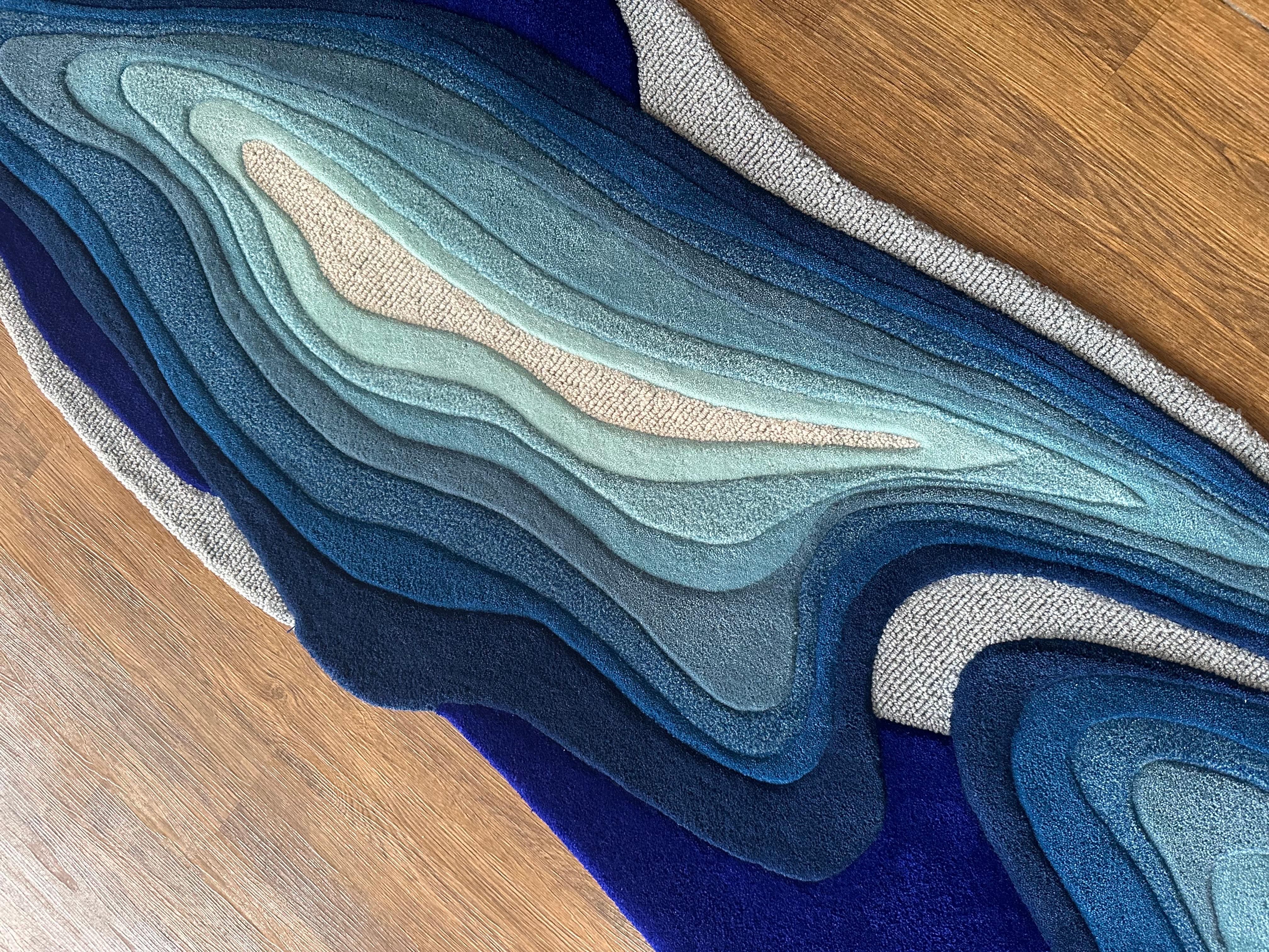 Irregular Shape Blue Abstract Rug