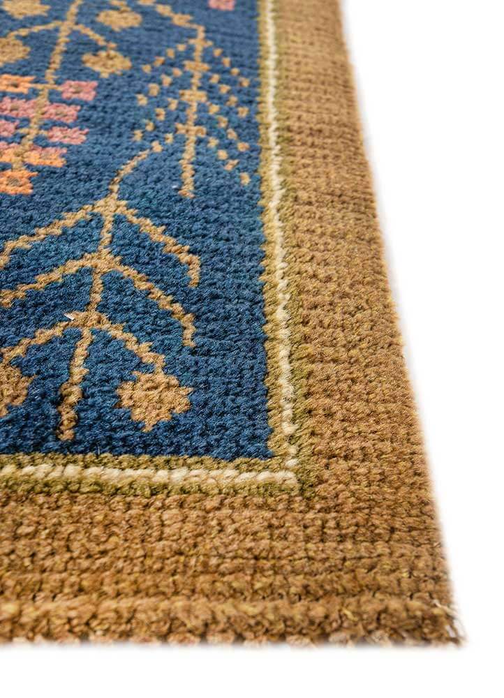 Amber Gold/Ink Blue Hand Knotted Rugs