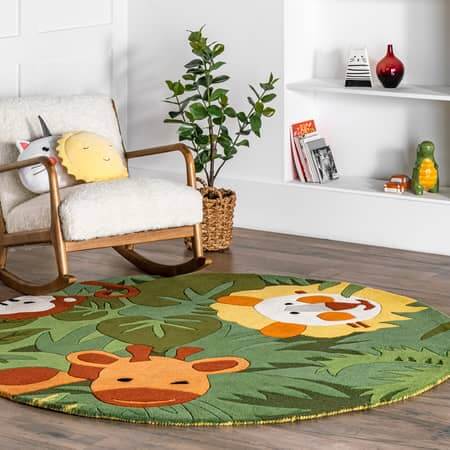 Green Safari Friends Area Rug