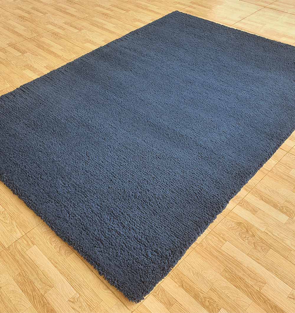 Navy Blue Handmade Shaggy Rug For Livingroom