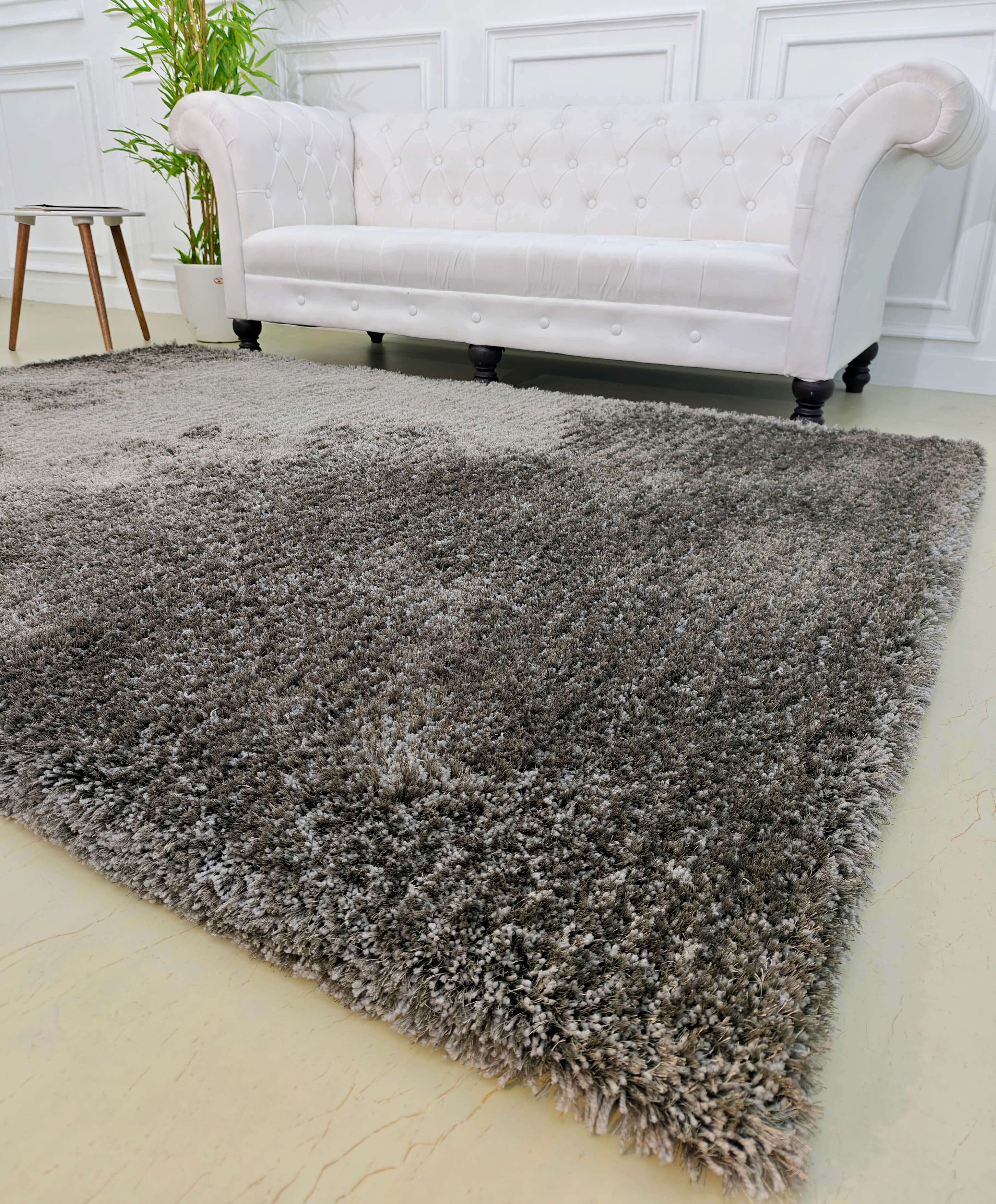 Grey Shaggy Rugs Round For Livingroom Bedroom Decor