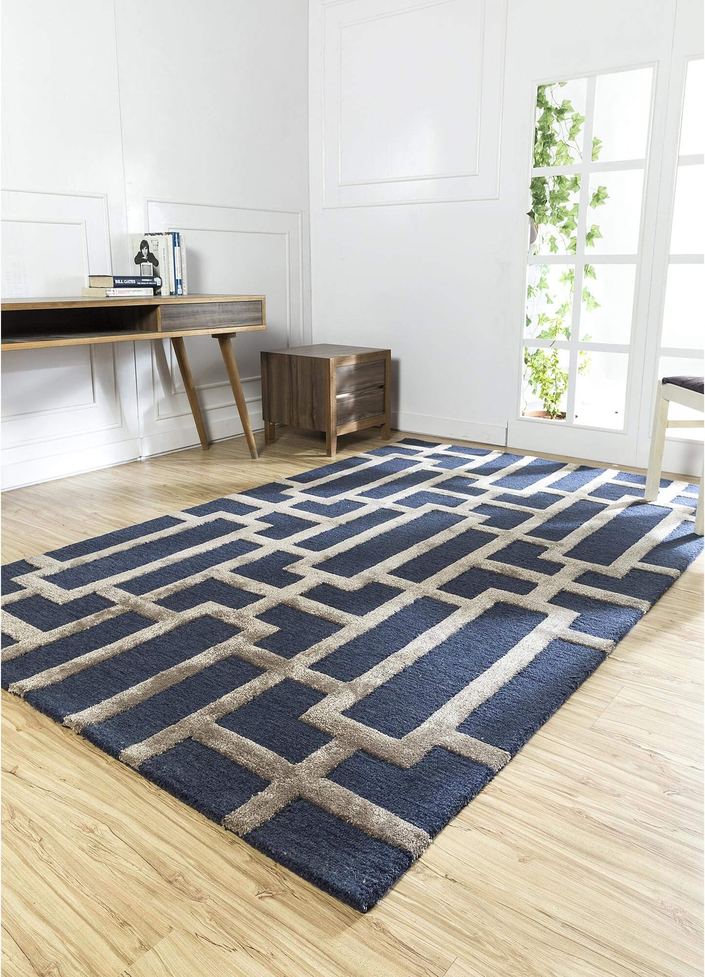 Deep Navy/Dark Gray Hand Tufted Rugs