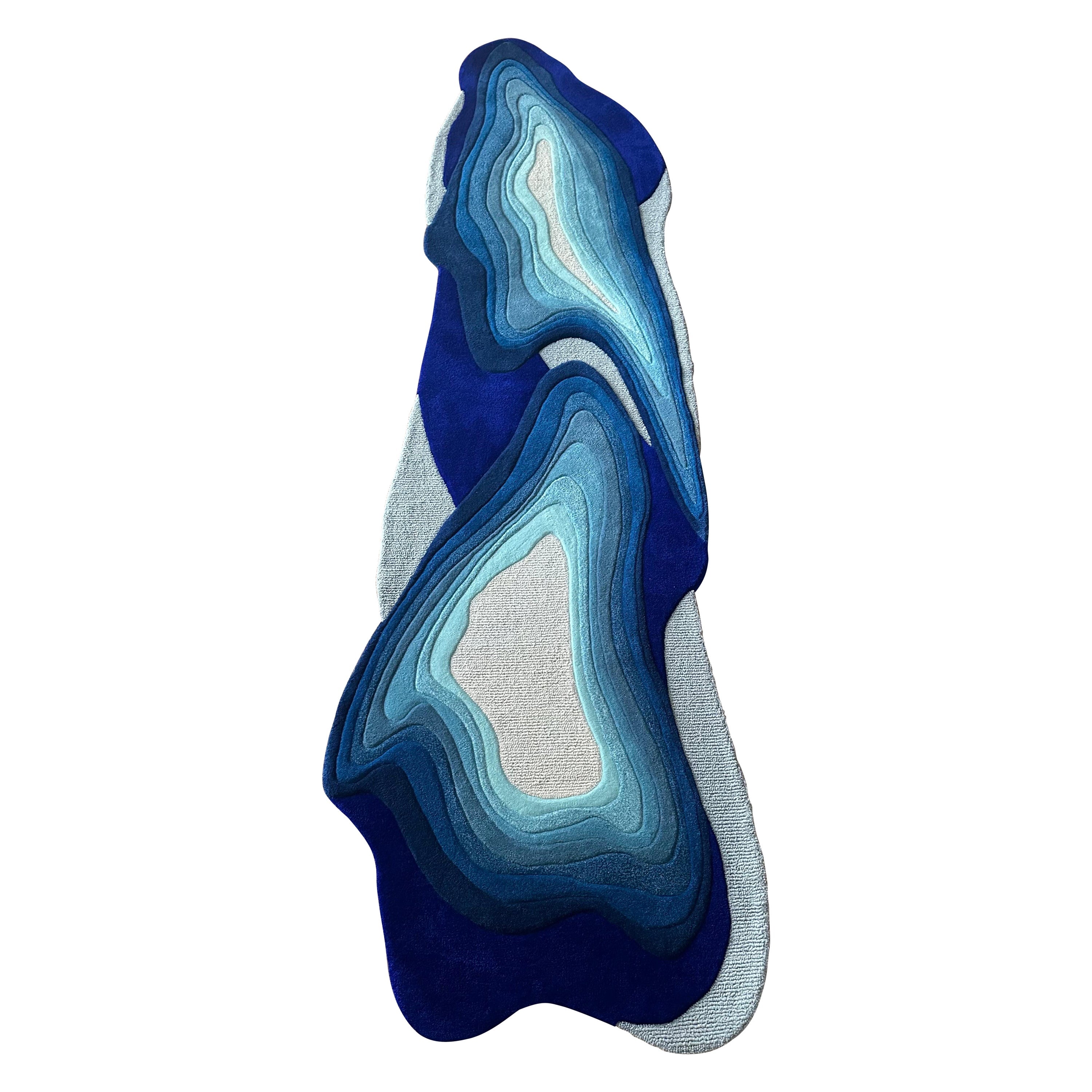 Irregular Shape Blue Abstract Rug