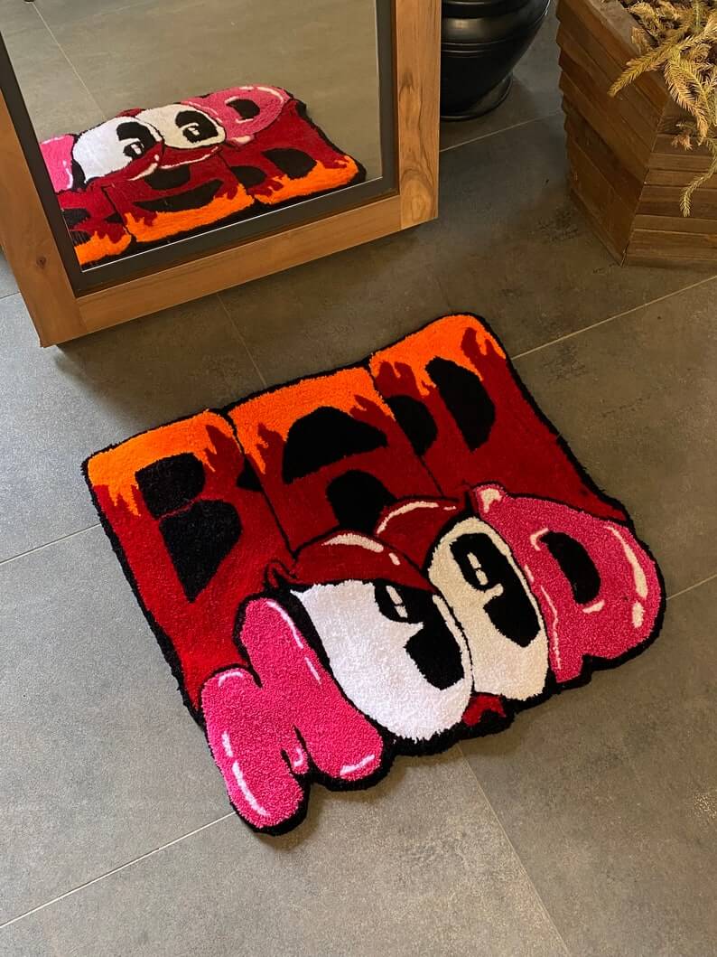 Bad Mood Cute Devil Fluffy Tufted Rug