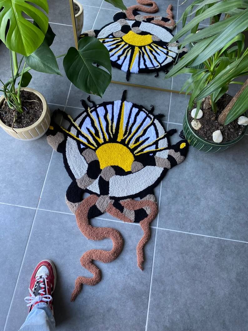 Sun Moon & Snake Tufted Rug