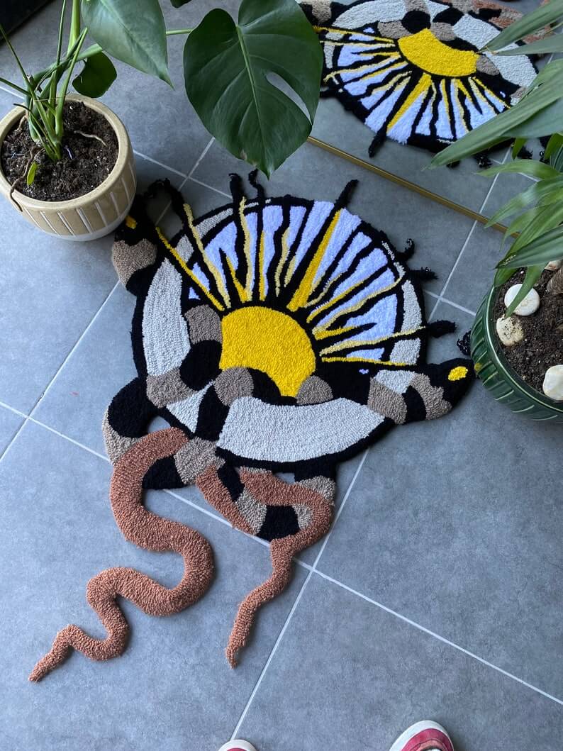 Sun Moon & Snake Tufted Rug