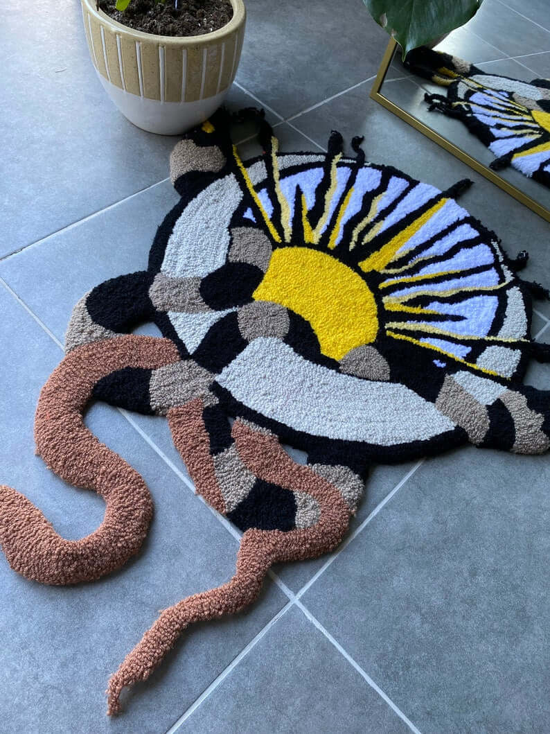 Sun Moon & Snake Tufted Rug